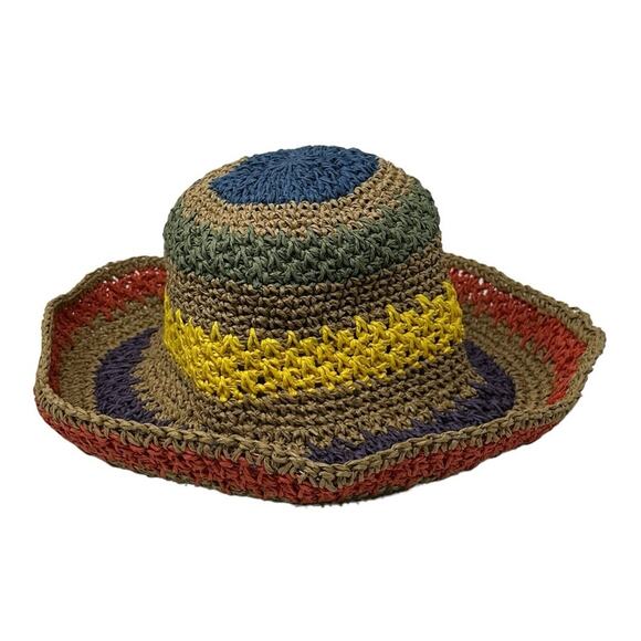 Multicolor adjustable paper straw summer hat one size - Picture 2 of 7